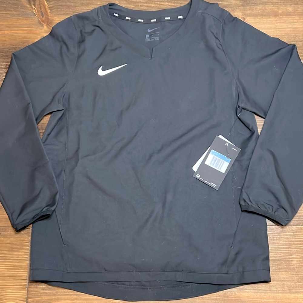Nike boys black baseball game pullover coach jacket Size YM New W Tags